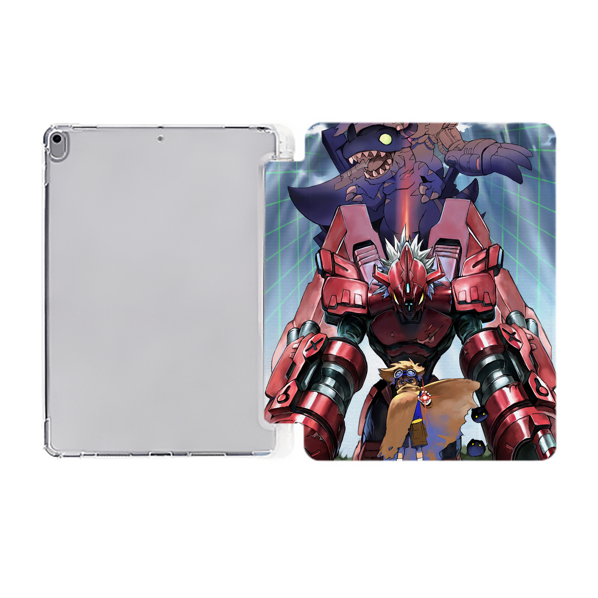 （画像用） Digimon デジタルモンスター/デジモン IPad ケース ペン収納付き 三つ折りスタンド PUレザー×シリコン 対応機種9.5/10.5/10.9インチ